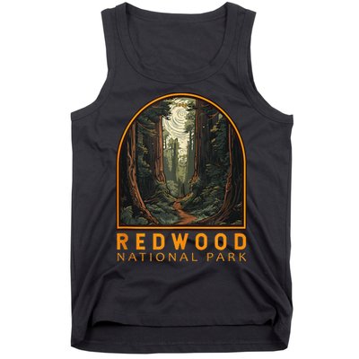 Redwood National Park Illustration Trail Emblem  Tank Top