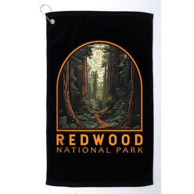 Redwood National Park Illustration Trail Emblem  Golf Towel
