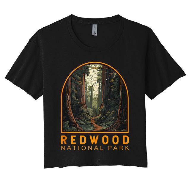 Redwood National Park Illustration Trail Emblem  Crop Top