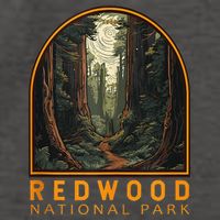 Redwood National Park Illustration Trail Emblem  Vector Backpack