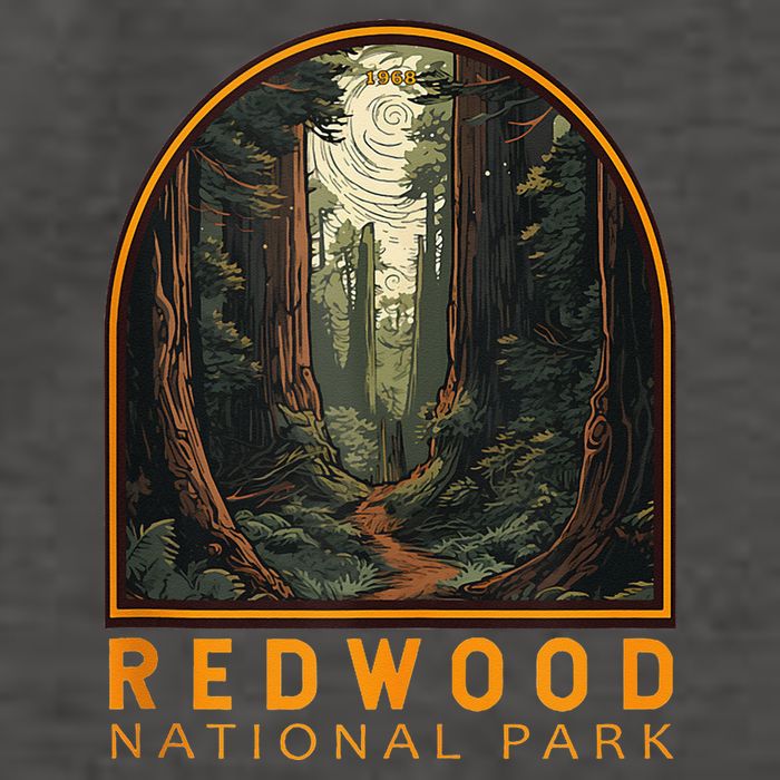Redwood National Park Illustration Trail Emblem  Vector Backpack