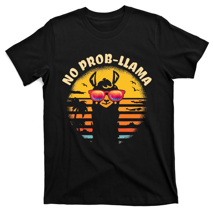 Retro No Probllama Vintage Llama Alpaca Gift Idea T-Shirt