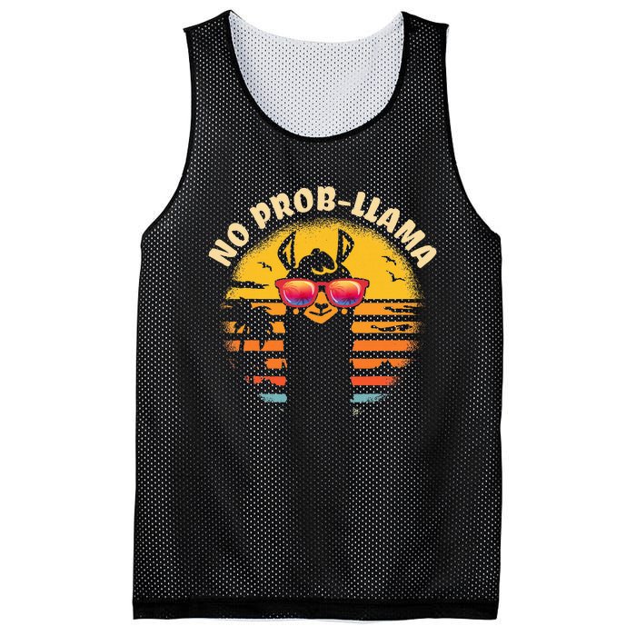 Retro No Probllama Vintage Llama Alpaca Gift Idea Mesh Reversible Basketball Jersey Tank