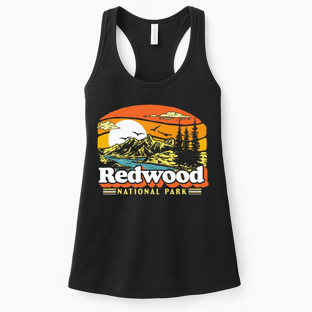 Redwood National Park Vintage 80s Retro California Mountains Womens Tank Top