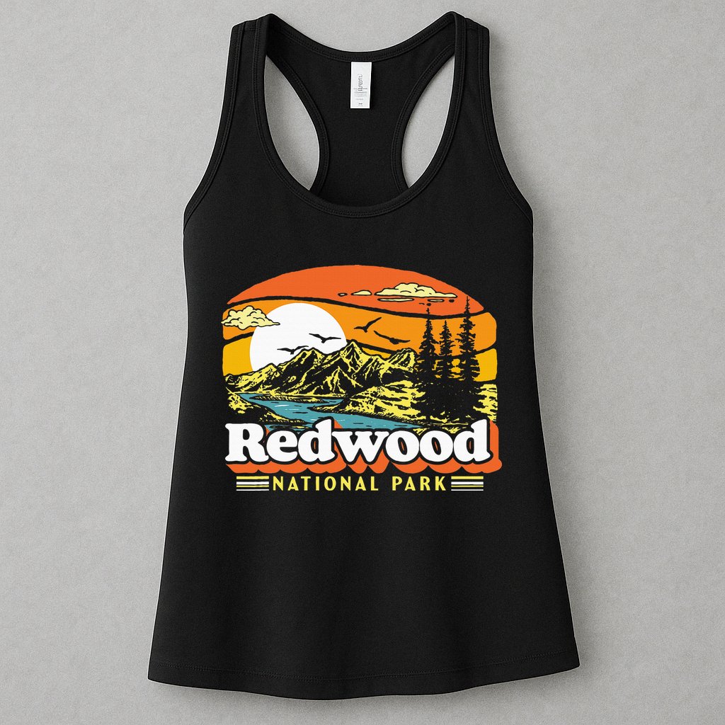 Redwood National Park Vintage 80s Retro California Mountains Womens Tank Top