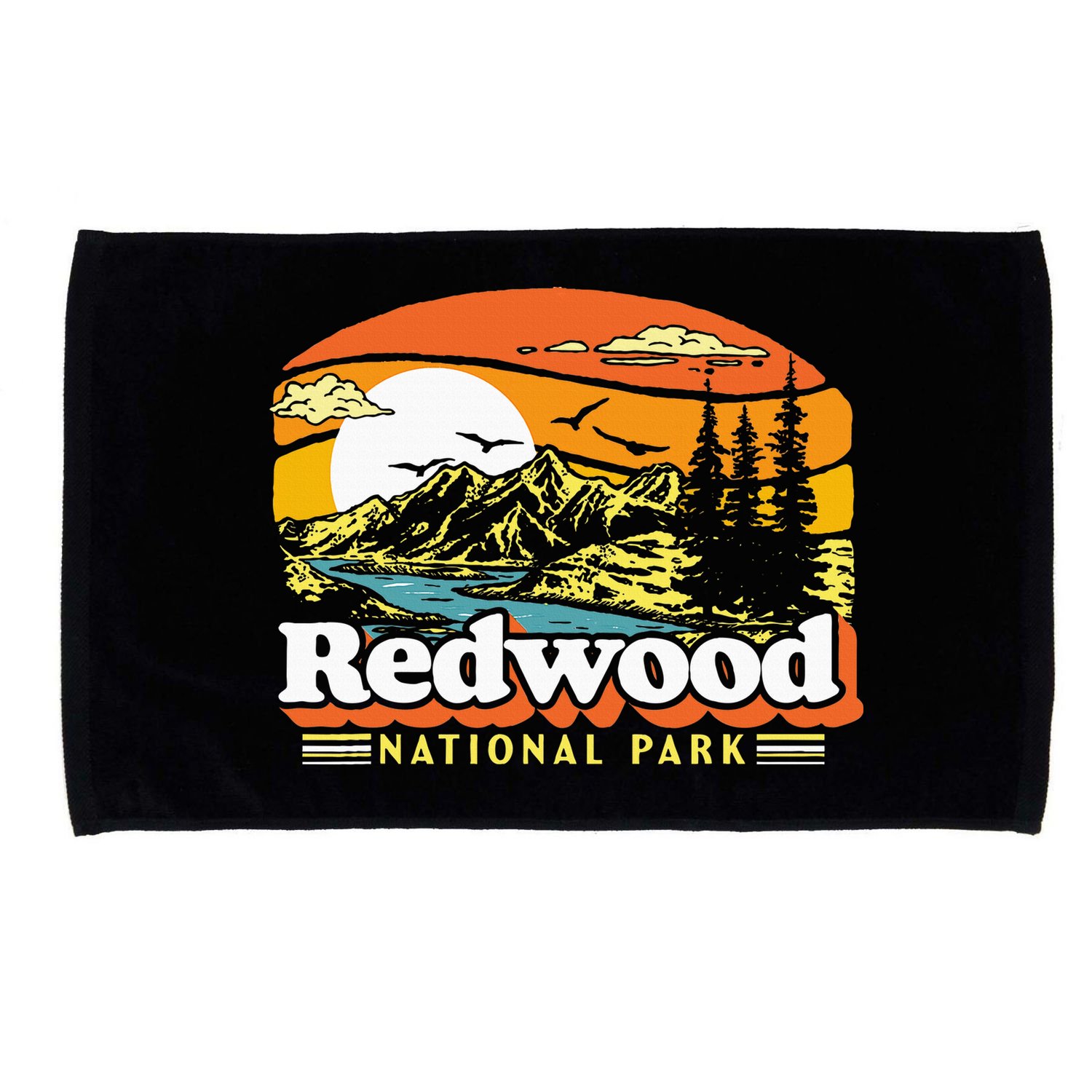 Redwood National Park Vintage 80s Retro California Mountains Microfiber Hand Towel