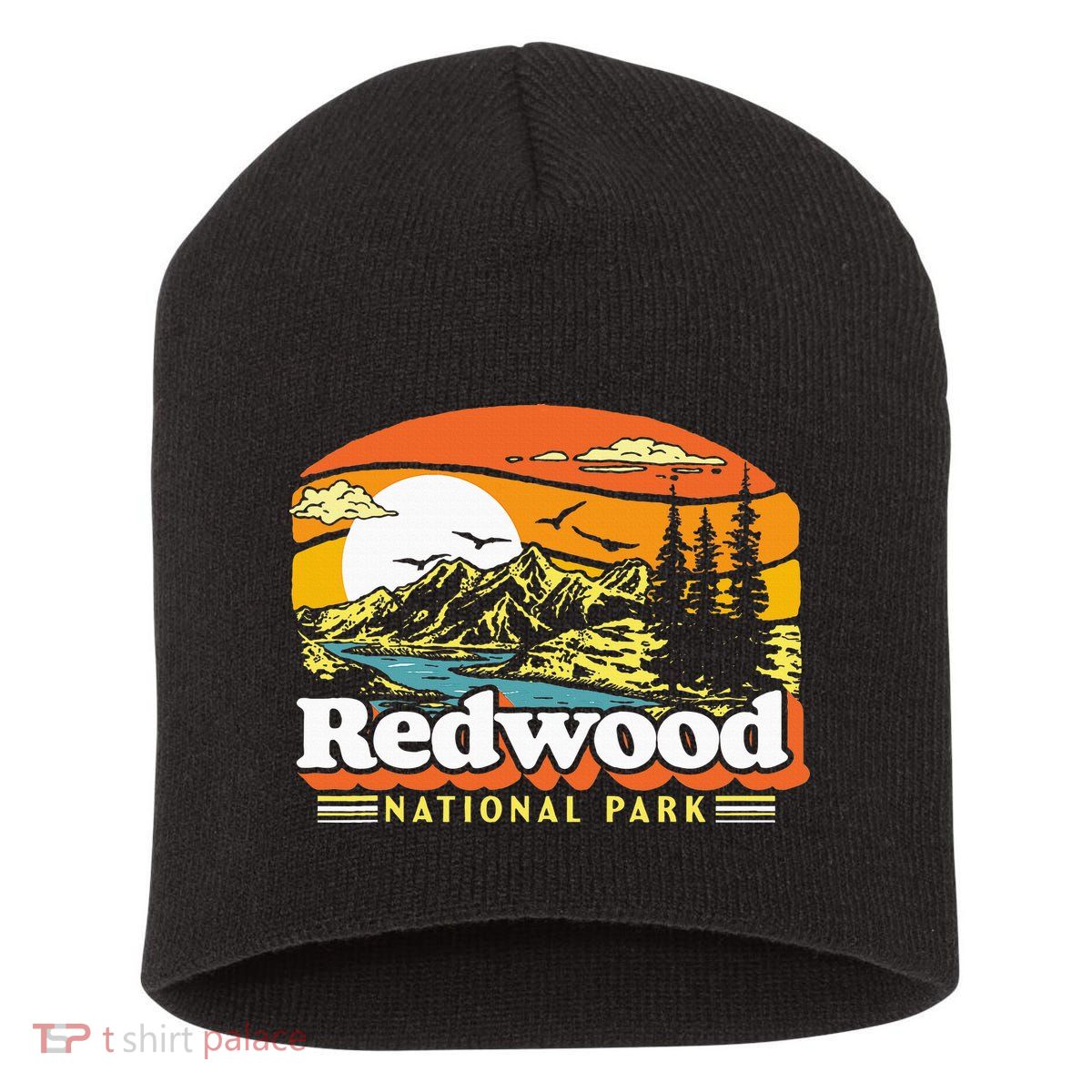 Redwood National Park Vintage 80s Retro California Mountains Short Acrylic Beanie