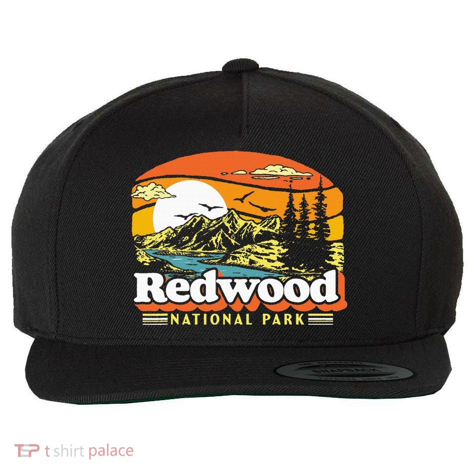 Redwood National Park Vintage 80s Retro California Mountains Wool Snapback Cap