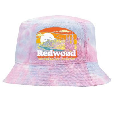 Redwood National Park Vintage 80s Retro California Mountains Tie-Dyed Bucket Hat