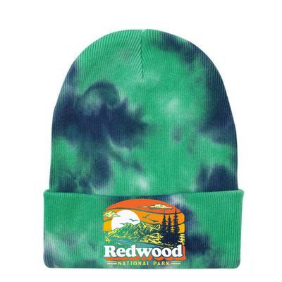 Redwood National Park Vintage 80s Retro California Mountains Tie Dye 12in Knit Beanie