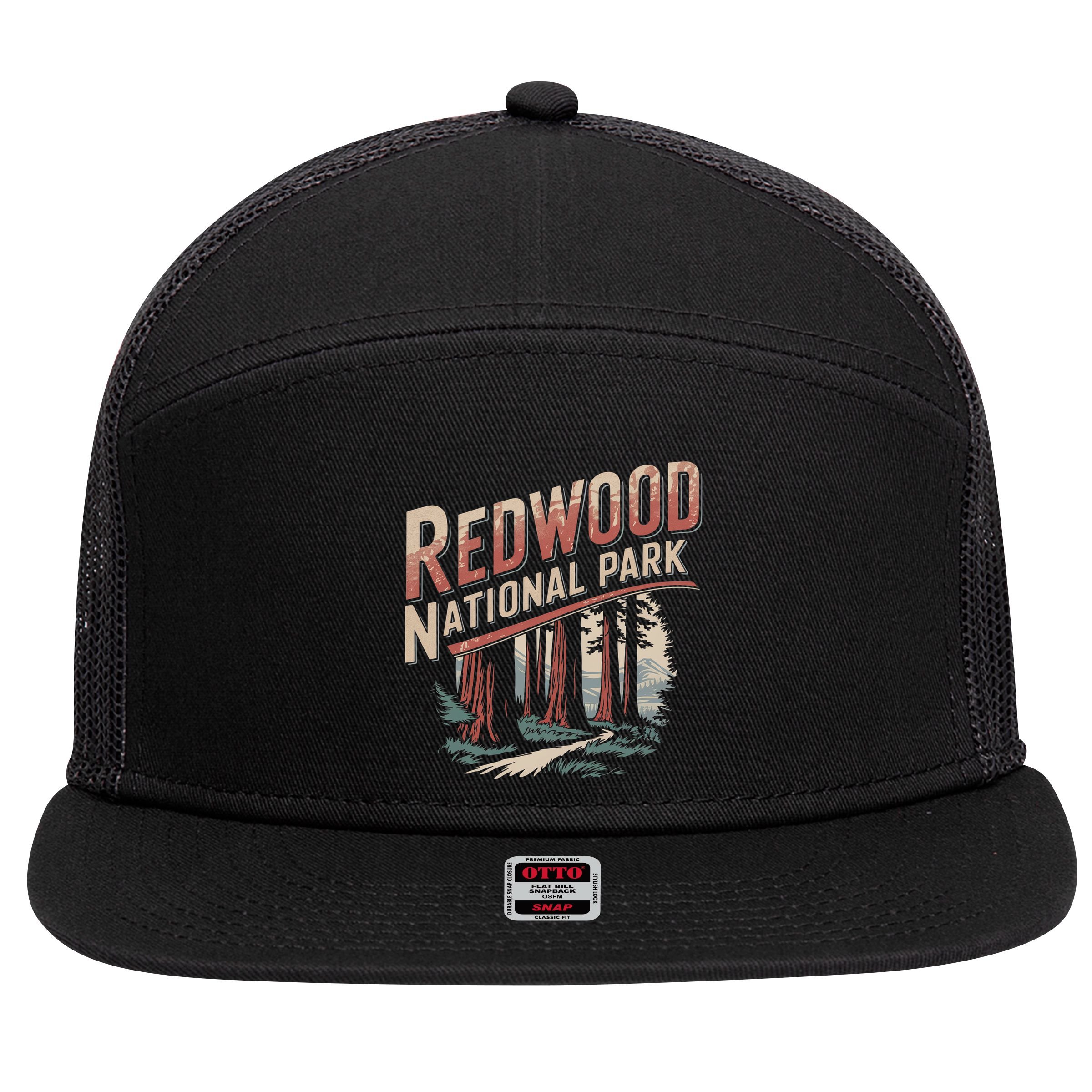 Redwood National Park 7 Panel Mesh Trucker Snapback Hat