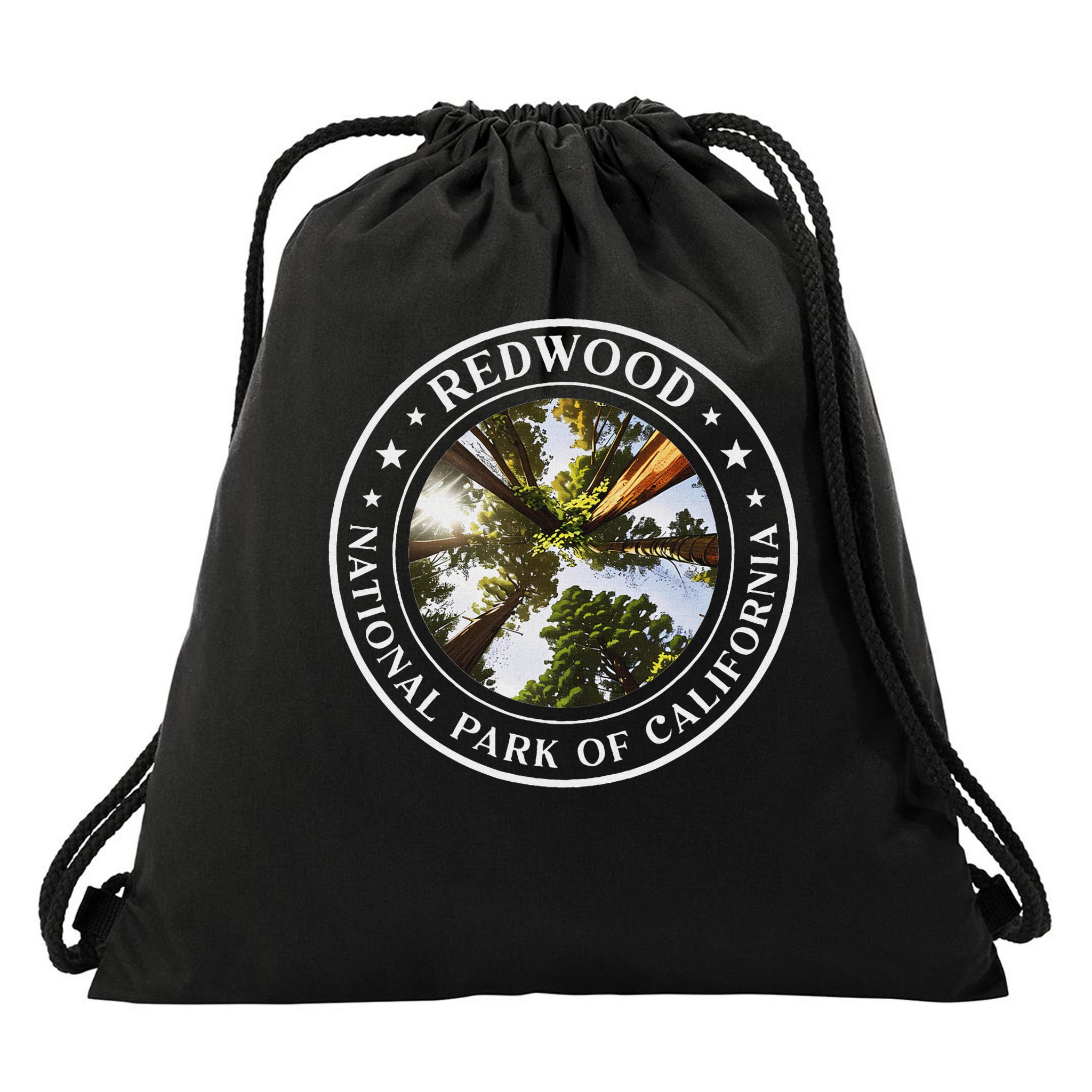 Redwood National Park Of California Redwood Forest Drawstring Bag