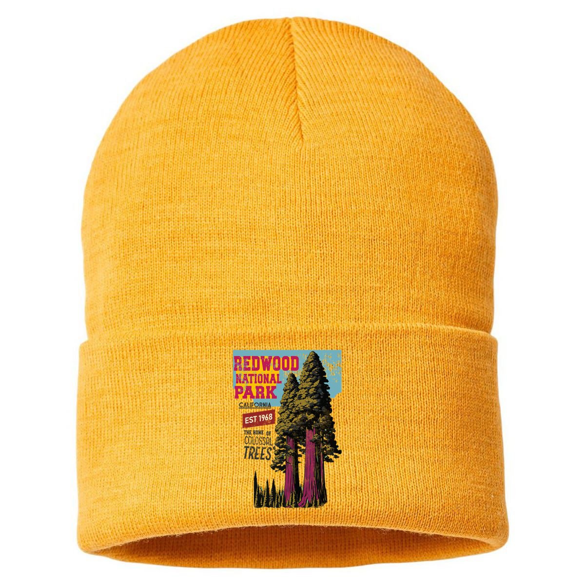 Redwood National Parks California Agedd Look Vintage Sustainable Knit Beanie