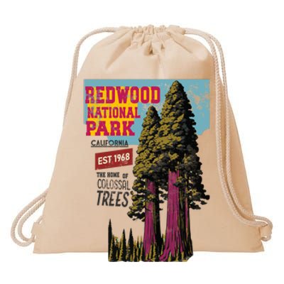 Redwood National Parks California Agedd Look Vintage Drawstring Bag