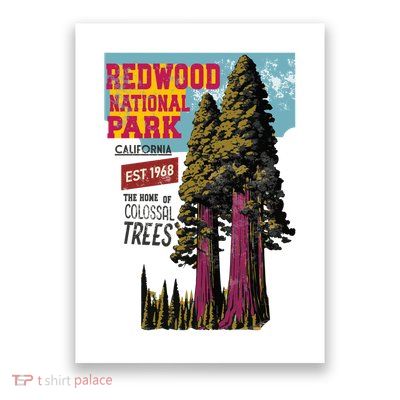 Redwood National Parks California Agedd Look Vintage Poster