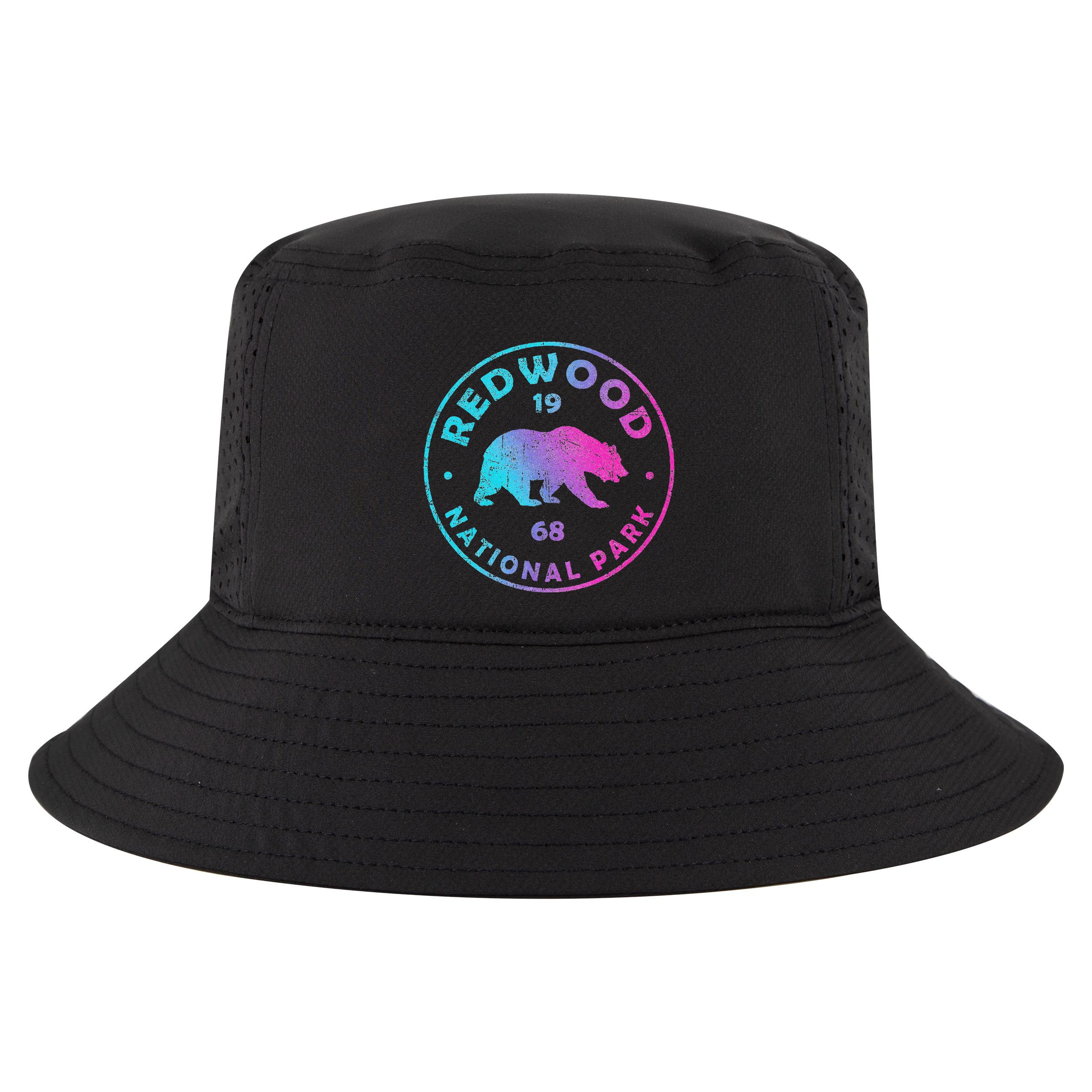 Redwood National Park Ca Colorful Tie Dye Bear Cool Comfort Performance Bucket Hat