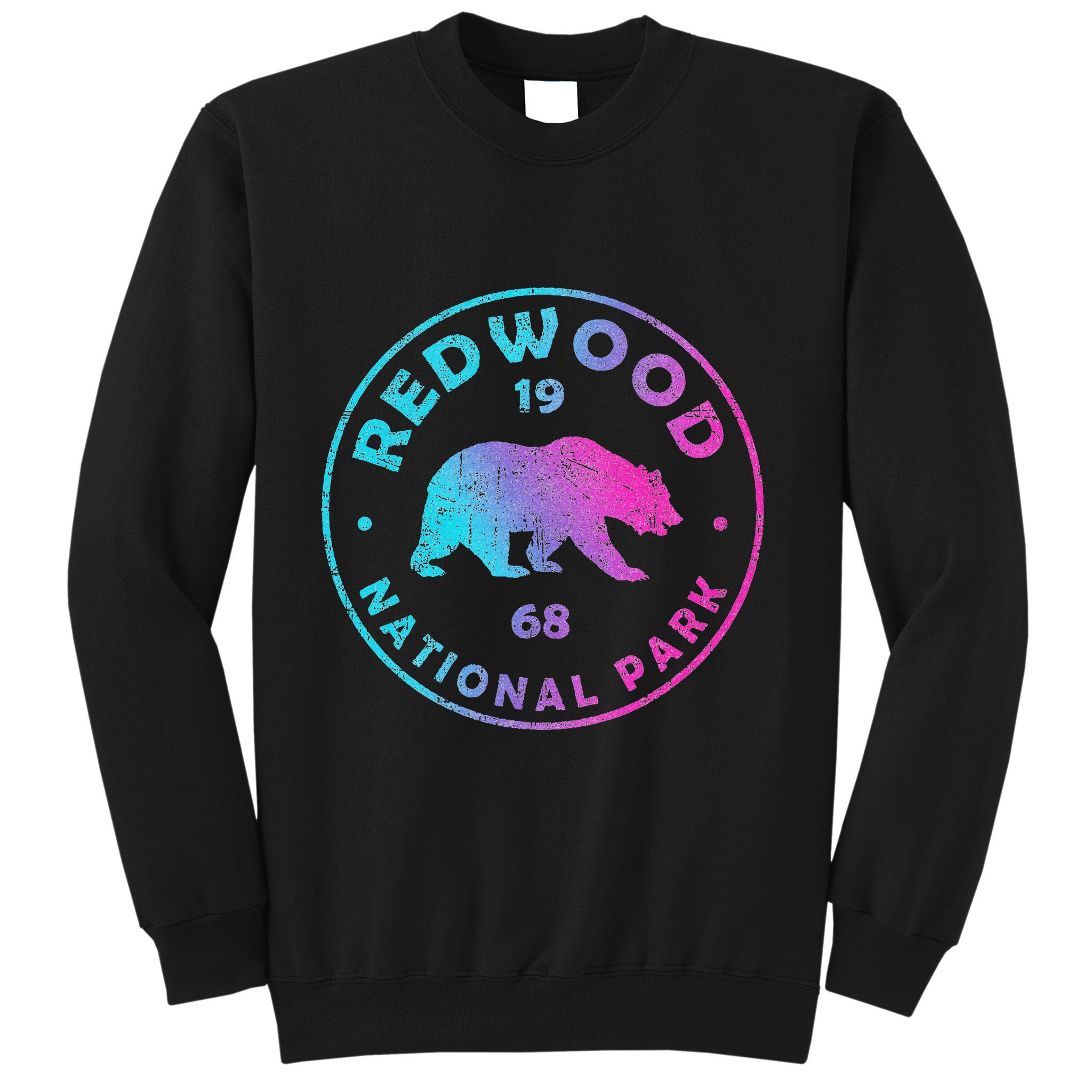 Redwood National Park Ca Colorful Tie Dye Bear Sweatshirt