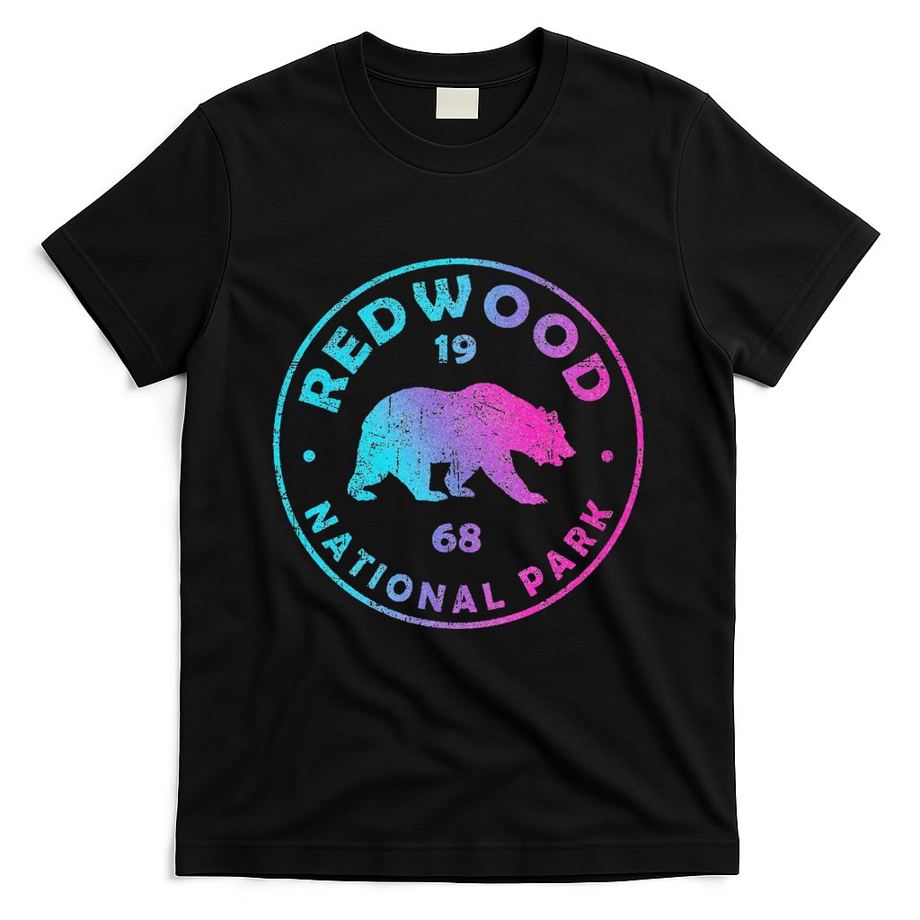 Redwood National Park Ca Colorful Tie Dye Bear T-Shirt
