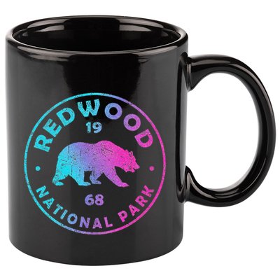 Redwood National Park Ca Colorful Tie Dye Bear 11oz C Handle Ceramic Mug