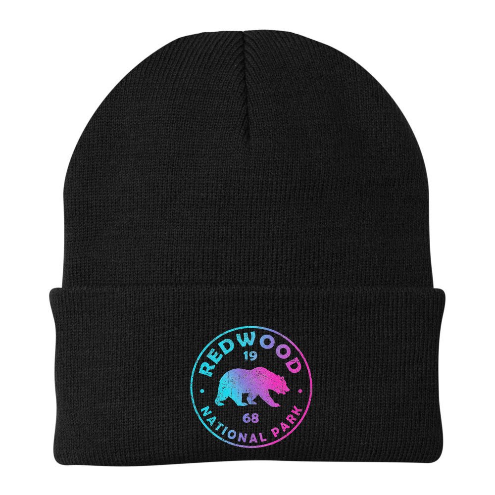 Redwood National Park Ca Colorful Tie Dye Bear Beanie