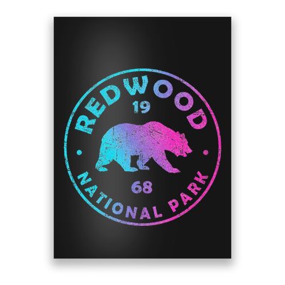 Redwood National Park Ca Colorful Tie Dye Bear Poster