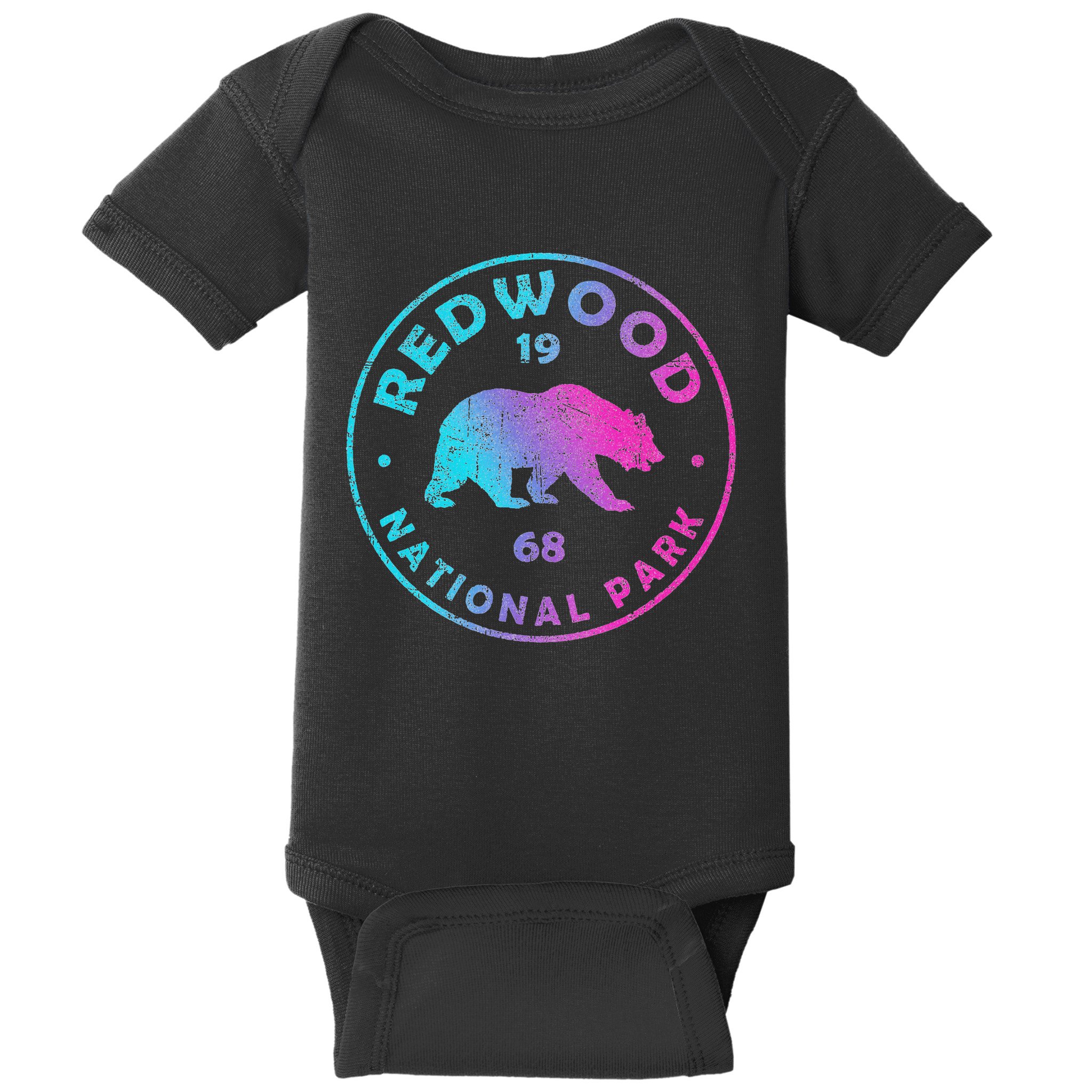 Redwood National Park Ca Colorful Tie Dye Bear Baby Bodysuit