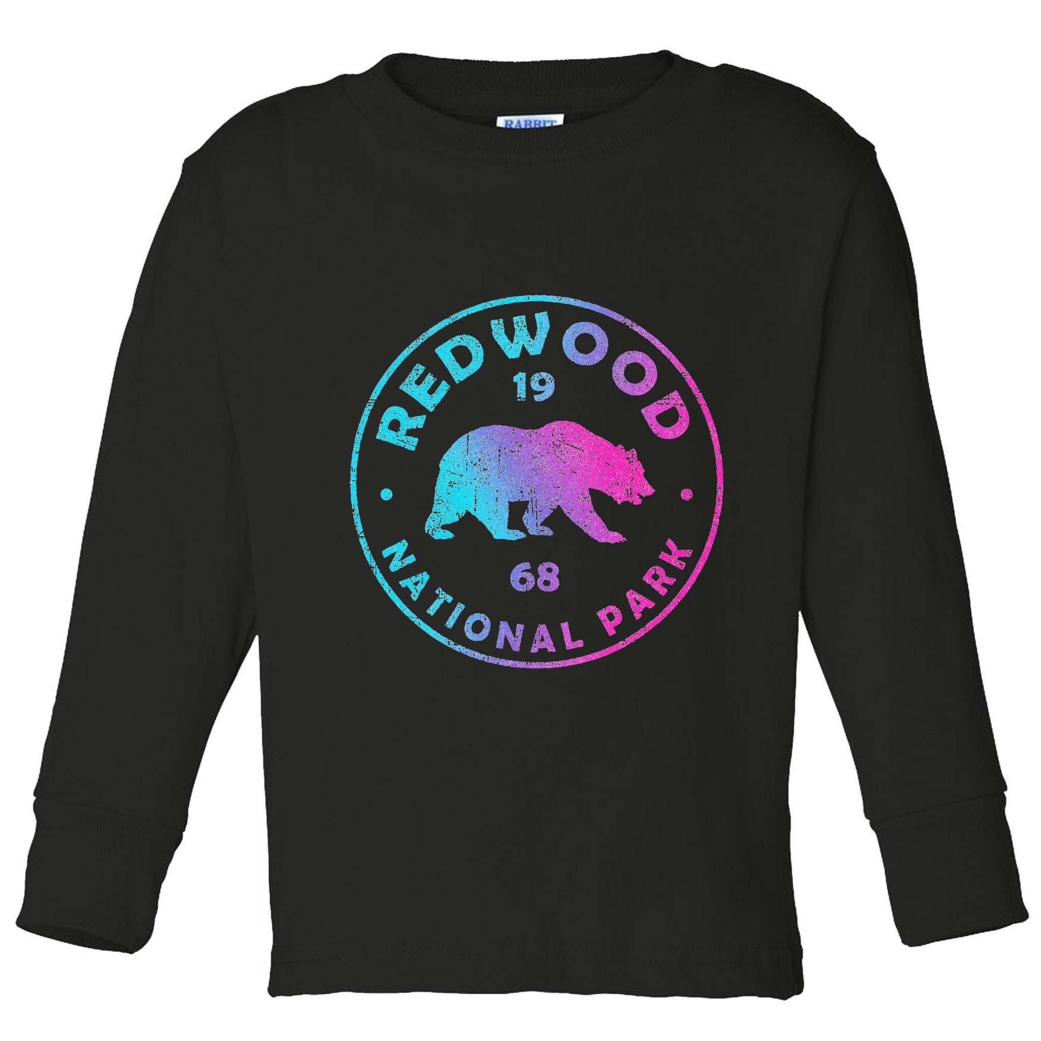 Redwood National Park Ca Colorful Tie Dye Bear Toddler Long Sleeve Shirt
