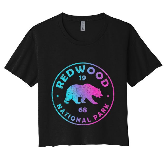 Redwood National Park Ca Colorful Tie Dye Bear Crop Top