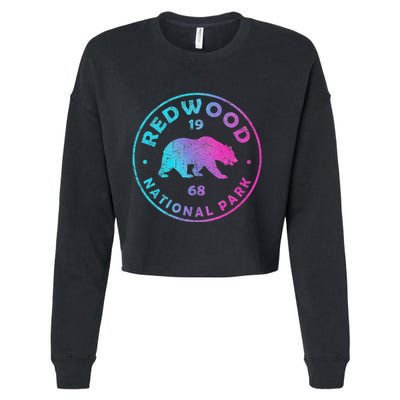 Redwood National Park Ca Colorful Tie Dye Bear Cropped Pullover Crew