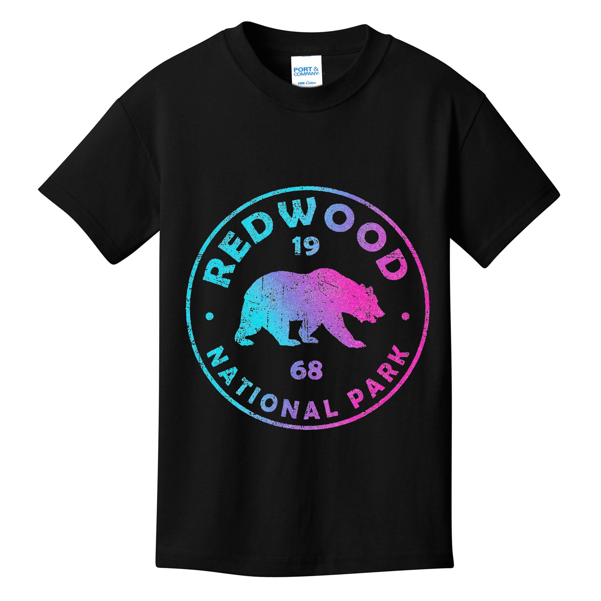 Redwood National Park Ca Colorful Tie Dye Bear Kids T-Shirt