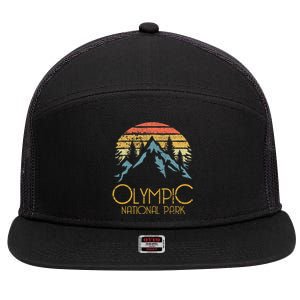 Retro National Park Washington Mountains 7 Panel Mesh Trucker Snapback Hat