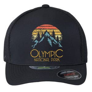 Retro National Park Washington Mountains Flexfit Unipanel Trucker Cap