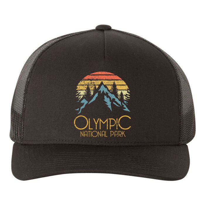 Retro National Park Washington Mountains Yupoong Adult 5-Panel Trucker Hat