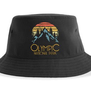 Retro National Park Washington Mountains Sustainable Bucket Hat