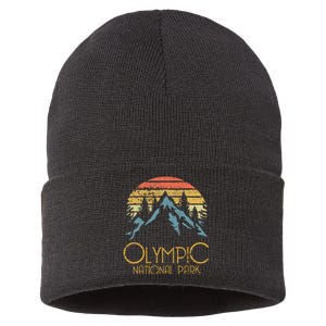 Retro National Park Washington Mountains Sustainable Knit Beanie