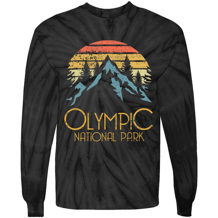 Retro National Park Washington Mountains Tie-Dye Long Sleeve Shirt