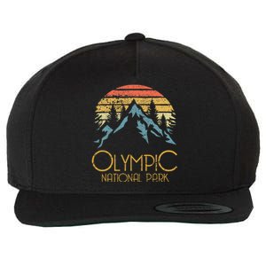 Retro National Park Washington Mountains Wool Snapback Cap