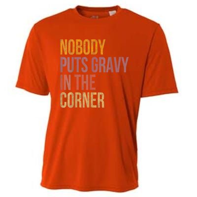 Retro Nobody Puts Gravy In A Corner Funny Thanksgiving Pun Dinner Cooling Performance Crew T-Shirt