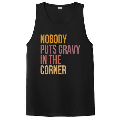 Retro Nobody Puts Gravy In A Corner Funny Thanksgiving Pun Dinner PosiCharge Competitor Tank