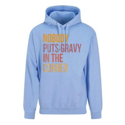 Retro Nobody Puts Gravy In A Corner Funny Thanksgiving Pun Dinner Unisex Surf Hoodie