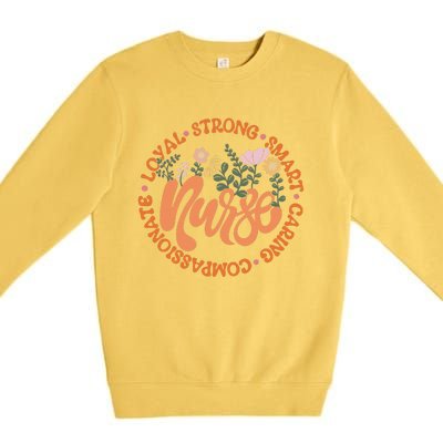 Retro Nurse Quote Groovy Flower Emergency Nurses Day Premium Crewneck Sweatshirt