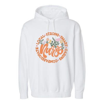 Retro Nurse Quote Groovy Flower Emergency Nurses Day Garment-Dyed Fleece Hoodie