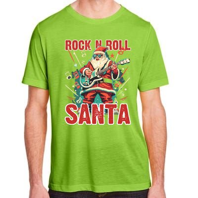 Rock N Roll Santa Playing Guitar Christmas Gift Adult ChromaSoft Performance T-Shirt