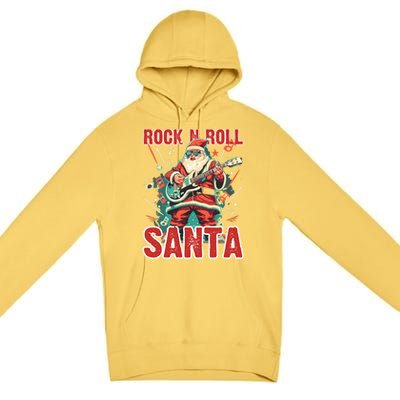 Rock N Roll Santa Playing Guitar Christmas Gift Premium Pullover Hoodie