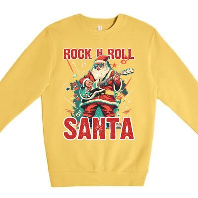 Rock N Roll Santa Playing Guitar Christmas Gift Premium Crewneck Sweatshirt