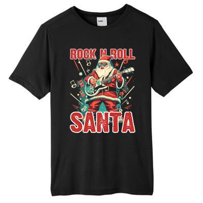 Rock N Roll Santa Playing Guitar Christmas Gift Tall Fusion ChromaSoft Performance T-Shirt