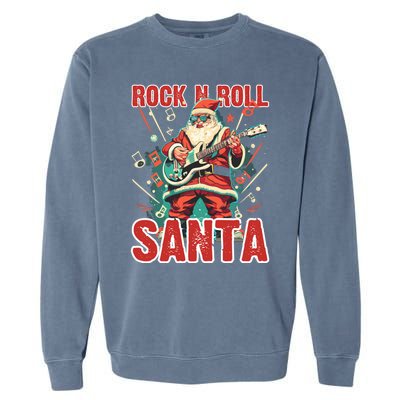 Rock N Roll Santa Playing Guitar Christmas Gift Garment-Dyed Sweatshirt