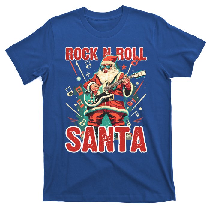 Rock N Roll Santa Playing Guitar Christmas Gift T-Shirt