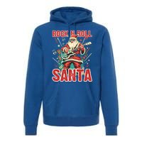 Rock N Roll Santa Playing Guitar Christmas Gift Premium Hoodie