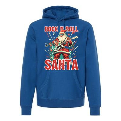 Rock N Roll Santa Playing Guitar Christmas Gift Premium Hoodie